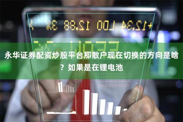 永华证券配资炒股平台那散户现在切换的方向是啥?如果是在锂电池
